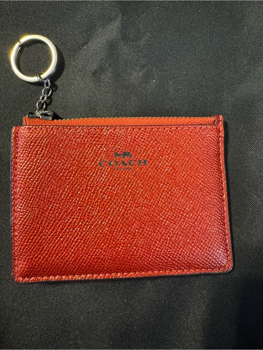 Coach Red Textured Leather Card Case